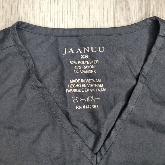 Jaanuu XS Black V-Neck Medical Scrub Top With Pockets nurse veterinarian doctor - Picture 5 of 5